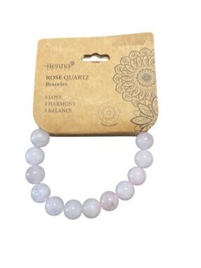 Henna Shoppe Rose Quartz Beaded Bracelet Pink Gemstone Stretch Love Balance